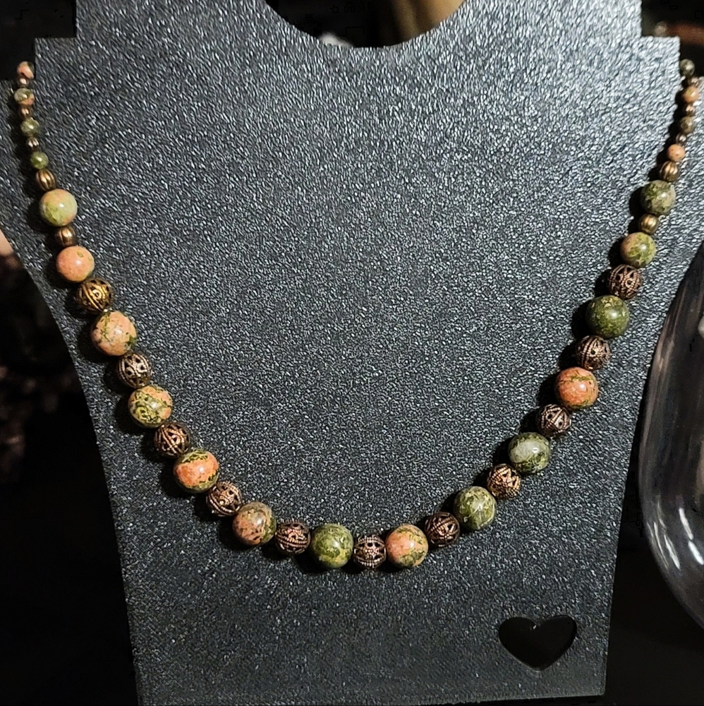 💚🪸Unakite Beaded Necklace🪸💚